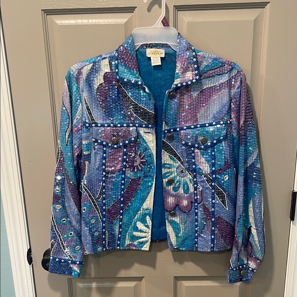 Vintage Sequined Women's Jacket with Colorful Western Details